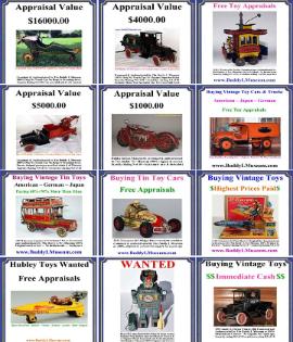 buying vintage toy collections free consultations, tin toy collectors,buddy l museum buying antique toy collections highest prices paid Rare toy collections wanted
